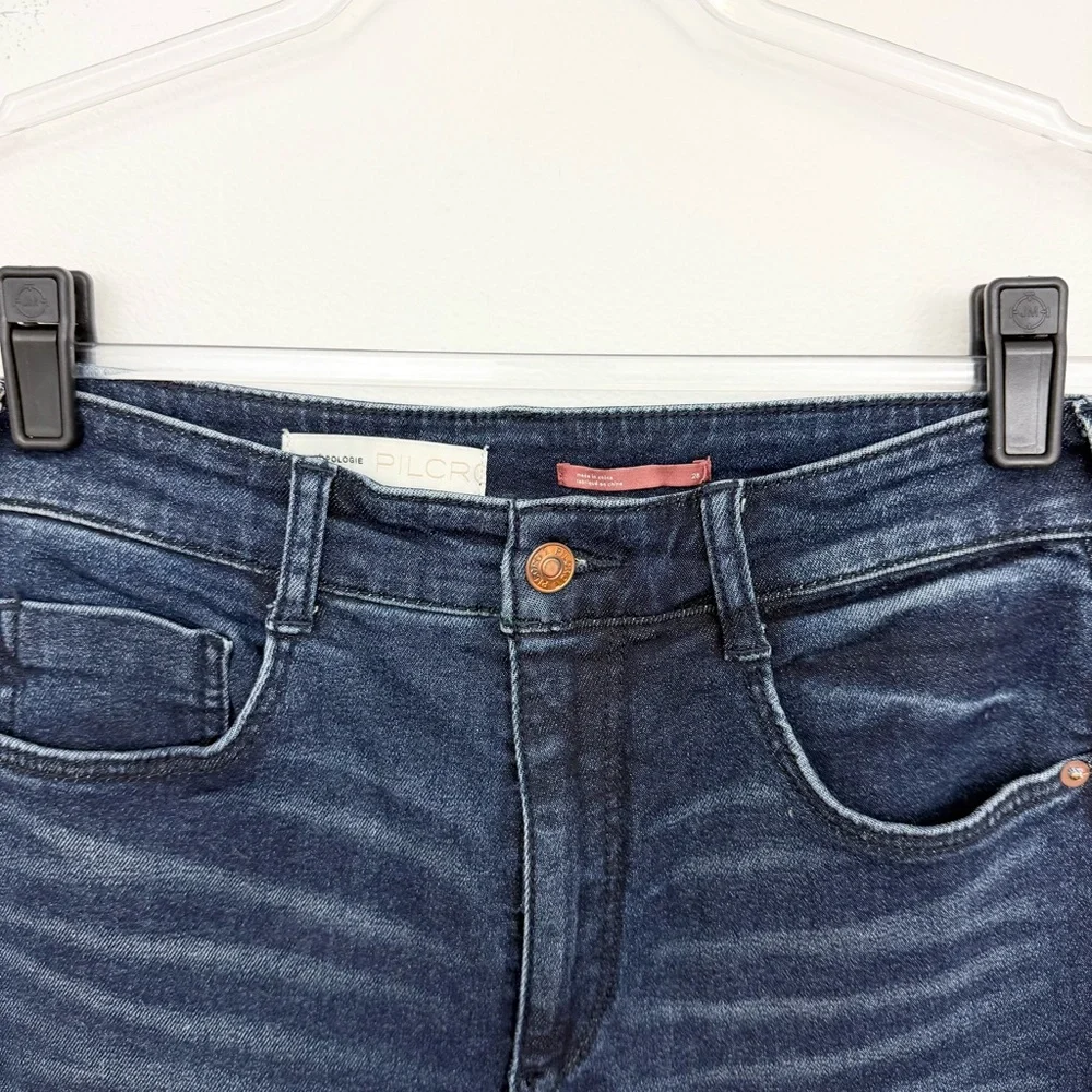 Pilcro by Anthropologie High Rise Cigarette Jeans Dark Wash Straight Leg 28